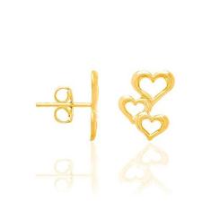 Imagem de BRINCO ROMMANEL FOLHEADO A OURO TRES CORAÇOES 526283
