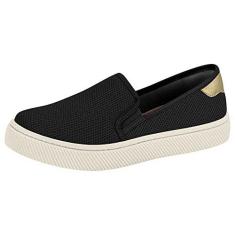 Imagem de Tênis Feminino Slip On Tecido Preto Dourado Modare 7381.101