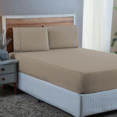 Imagem de Kit Jogo De Cama King Size 300 Fios Algodão Com Ponto Palito 3 Peças C