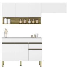 Imagem de Armário De Cozinha 3 Peças Balcão Com Tampo 120cm Lina05 K02 Supremo/freijó - Mpozenato