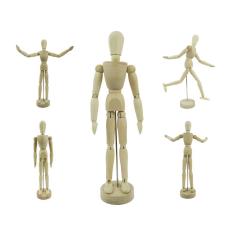 Imagem de Boneco Articulado Grande 30cm De Madeira Humano Moda Arte