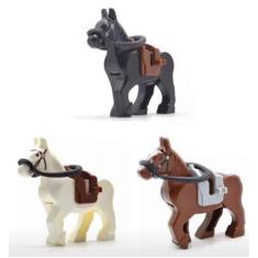Imagem de Boneco Blocos De Montar Kit 3 Cavalos Exército Soldados - Mega Block T