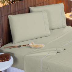 Imagem de Jogo De Lençol Ponto Palito Queen 140 Fios 04 Peças - Valle Enxovais