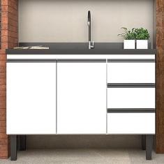 Imagem de Balcão para Cozinha em Aço 120cm 2 Portas 3 Gavetas Netuno Cozimax Branco