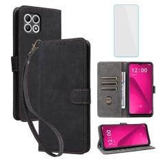 Imagem de IUQXU Capa carteira para celular T-Mobile Revvl 7 5G com protetor de tela [bloqueio RFID] couro flip suporte para cartão de pulso feminino masculino capa para celular T-Mobile Revvl7 5G T Phone 2