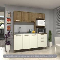 Imagem de Cozinha Compacta 8 Portas E 2 Gavetas Luciane Móveis Carvalho Avelã Arenas