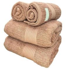 Imagem de Jogo De Toalha de Banho Buddemeyer Fio Penteado 4pçs Macio, Rosa Escur