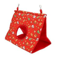 Imagem de Cama Suspensa para Papagaios, Barraca Suspensa para Papagaios Atrai Atenção e Interesse para Brincar e Descansar (natal vermelho)