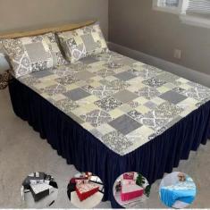 Imagem de Kit 2 Jogo De Quarto Colcha Lençol Super King Malha Algodão - Tudodica