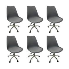 Imagem de Kit 8 Cadeiras para Escritório Secretária Decorativa Eames Chicago Cinza