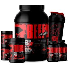 Imagem de Proteína da carne - Kit Beef Protein + BCAA + Colágeno + Creatina + Glutamina + Pré Treino + Shaker-Unissex
