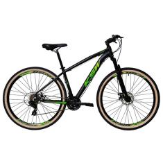 Imagem de Bicicleta Aro 29 Ksw Xlt Alumínio 27v Freio a Disco Mecânico Garfo com Suspensão Pneu com Faixa Bege - Preto/Verde