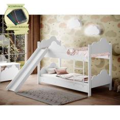 Imagem de Bicama de Criança Infantil com Escorregador Juvenil Marina - Branca In