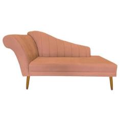 Imagem de Recamier Divã Pés Palito Para Sala Cecilia 1.60cm Veludo Coral -  INCA