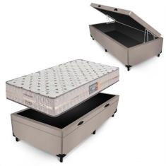 Imagem de Conjunto Dreamer Marrom D33 F.A Colchões Box Baú Max Ultra Suede Bege