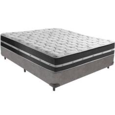 Imagem de Cama Box Cinza e Colchão Classic Preto Molas ensacadas Casal Anjos