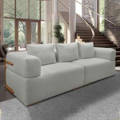 Imagem de Sofá Bipartido 3 Lugares com Almofadas Soltas 240cm Nuuk Linho Cinza G63 - Gran Belo