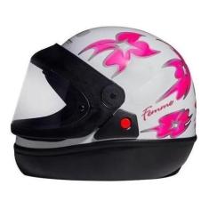 Imagem de Capacete San Marino Femme Moto Integral Fechado Motoboy Flor, Branco R