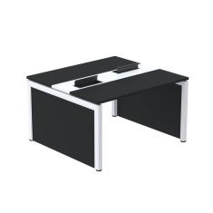 Imagem de Mesa de Plataforma Dupla para 2 Pessoas Corporativa 150x140/2p Preto/Branco/Preto