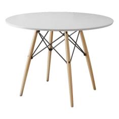 Imagem de Mesa Eames Eiffel Redondo Tampo De Madeira 90cm Branco - Cor: Marrom