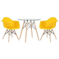 Imagem de Kit - Mesa de vidro Eames 80 cm + 2 cadeiras Eames Daw 