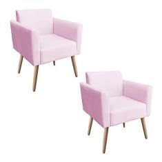 Imagem de Kit 02 Poltronas Marisa Suede  Bebê Pés Palito Natural D'Rossi