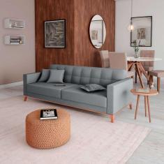 Imagem de sofá 3 lugares lby capitonê cinza