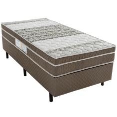 Imagem de Cama Box de Solteiro Biflex Ilhéus com Molas Ensacadas e Euro Pillow 63x88x188cm - Marrom/Bege Estampado
