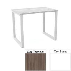 Imagem de Mesa de Escritório Pé Tubular Pe25 em Mdp 90 x 45 cm Cor Walnut e Base Branca