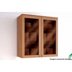 Imagem de Armário Aéreo P/ Cozinha Requinte C/ 2 Portas De Vidro Reflecta 80cm Nature - Henn