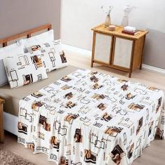 Imagem de Jogo De Lençol King Quality Malha 100% Algodão Estampado 4 Peças - Avela