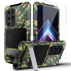 Imagem de Lunivop Capa para Samsung Galaxy S24 Ultra Heavy Duty Metal Alumínio Bumper Protetor de Tela Embutido Lentes de Borracha de Grau Militar Rígido Durável Capas de Telefone Homens Armadura s 24 Ultra