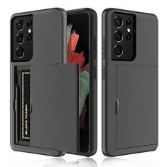 Imagem de Fastsun Capa para Samsung Galaxy Note 20 Ultra, ultrafina, à prova de choque, capa rígida de silicone com camada dupla protetora para cartão de crédito, compartimento para cartões de identificação