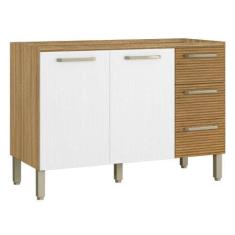 Imagem de Balcão de Cozinha 2 Portas Toronto Freijó Gris Ripado - Mais de Casa