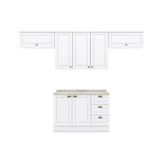 Imagem de Kit De Cozinha Completa 5 Peças Americana (3 Armários 1 Balcão 1 Complemento) C5p11 Branco - Henn