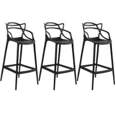 Imagem de Kit 3 Banquetas Altas Masters Allegra 76 Cm Preto