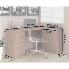 Imagem de Mesa para Home Office com Gavetas e 02 Portas - carvalho