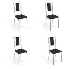 Imagem de Conjunto Com 4 Cadeiras De Cozinha Lisboa Cromado E 