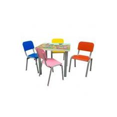 Imagem de Mesa com 4 Cadeiras Infantil Reforçadas Lg Flex Coloridas