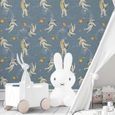 Imagem de Papel De Parede Adesivo Astronautas Na Lua N03125 Rl 0,58X3M