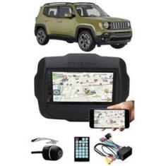 Imagem de Multimídia Jeep Renegade Espelhamento Bluetooth USB SD Card + Moldura + Chicotes + Câmera Ré