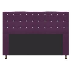 Imagem de Cabeceira Estofada Dama 160 Cm Queen Size Com Strass Suede Roxo - Adj Decor