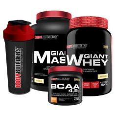 Imagem de Kit Hipercalórico Giant Mass 3Kg + Giant Whey 900G + Bcaa 4.5G 250G Ta