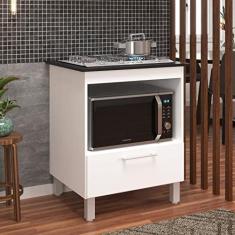 Imagem de Balcão Para Cooktop 4 Bocas 1 Porta 1 Nicho para Forno J Carvalho Branco/preto
