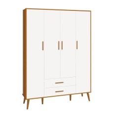 Imagem de Guarda Roupa Infantil 4 Portas Isis Branco Acetinado Savana - Reller
