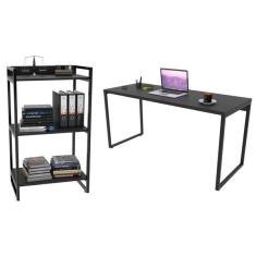 Imagem de Conjunto Escrit rio Estilo Industrial Mesa 150cm E Estante 60