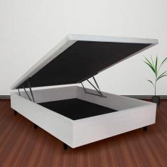 Imagem de Cama Box Baú Viúvo 128x188x42cm Courino Linho Areia Com Pistão A Gás