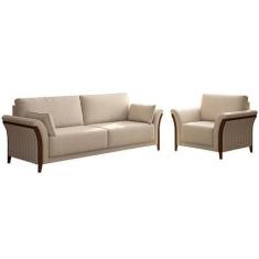 Imagem de Conjunto Decorativo Poltrona E Sofá 222cm Market Linho Cru G45 - Gran