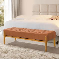 Imagem de Recamier Base em Madeira Puerto 1,50m Capitonê Veludo Terracota