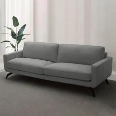 Imagem de Sofá Decorativo Thalia 4 Lugares Sala de estar 270cm Pés em Aço Couro Grafite G88 - Gran Belo